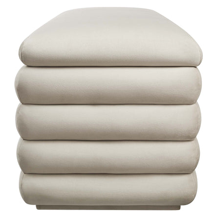 Mezzo Upholstered Performance Velvet Storage Bench in Almond