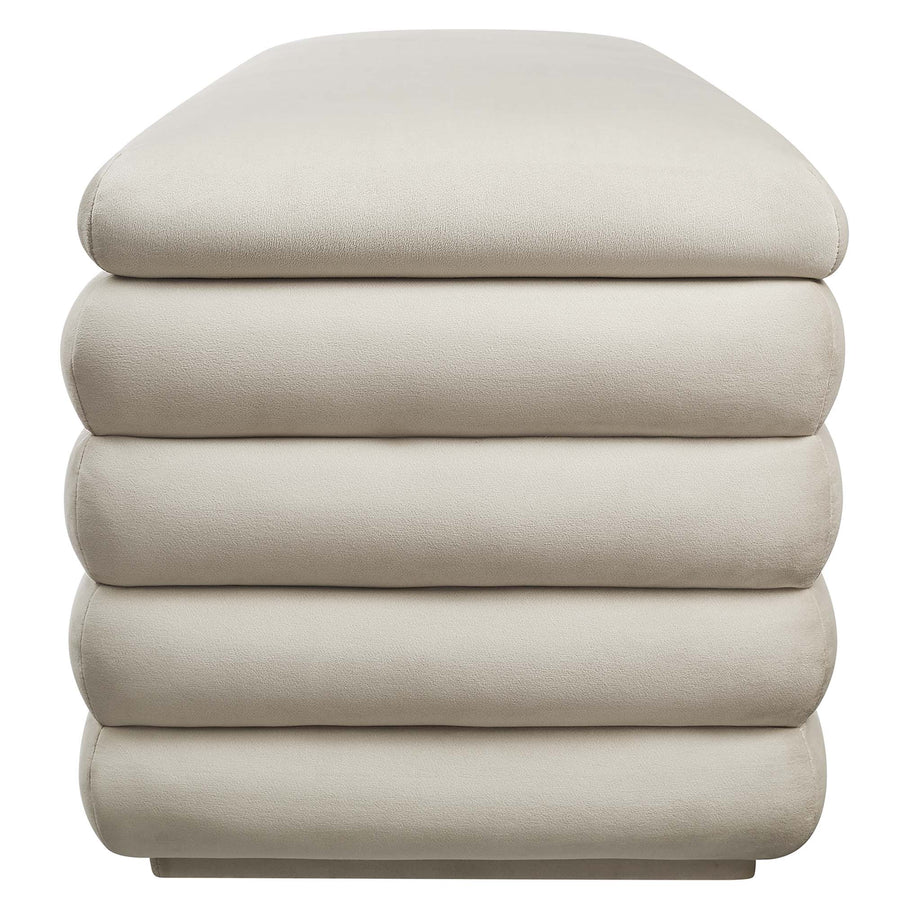 Shuttle Upholstered Performance Velvet Storage Bench in Almond
