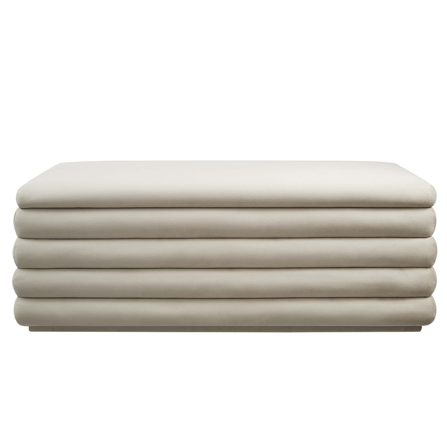 Shuttle Upholstered Performance Velvet Storage Bench in Almond