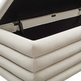 Shuttle Upholstered Performance Velvet Storage Bench in Almond