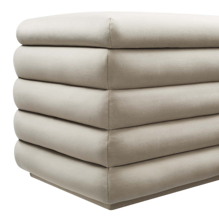 Mezzo Upholstered Performance Velvet Storage Bench in Almond