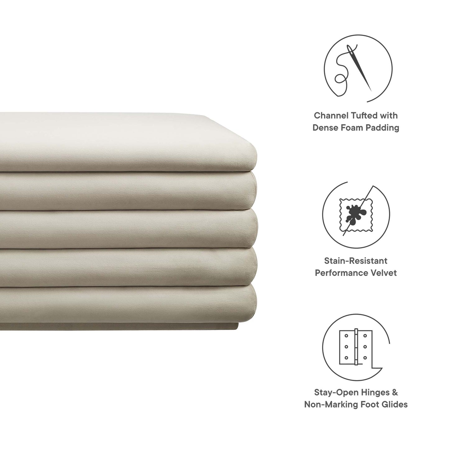 Mezzo Upholstered Performance Velvet Storage Bench by Furniture For America