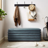 Shuttle Upholstered Performance Velvet Storage Bench in Cadet Blue