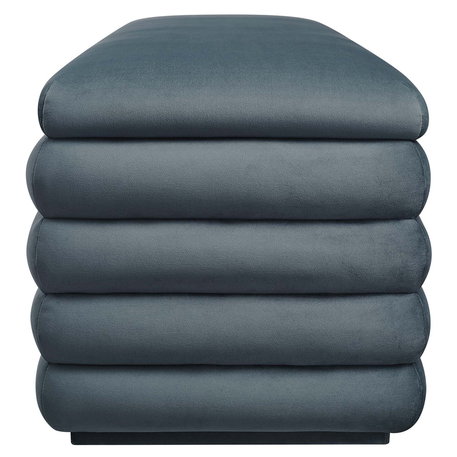 Shuttle Upholstered Performance Velvet Storage Bench in Cadet Blue