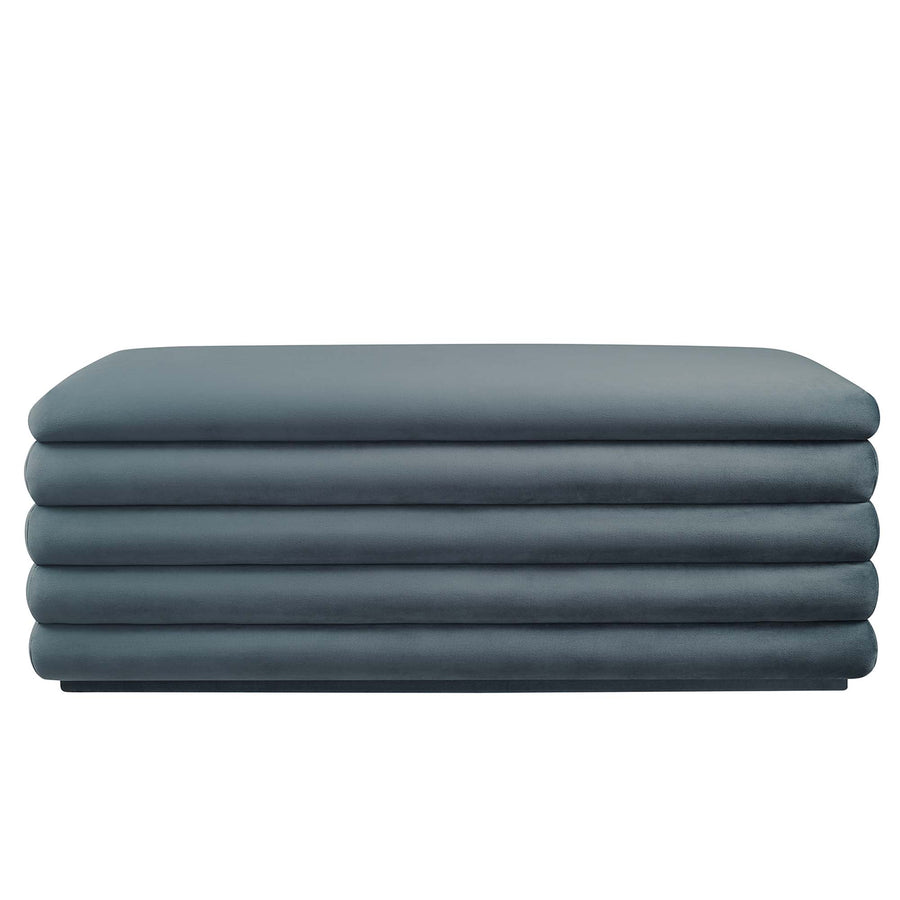 Shuttle Upholstered Performance Velvet Storage Bench in Cadet Blue