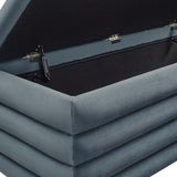 Shuttle Upholstered Performance Velvet Storage Bench in Cadet Blue