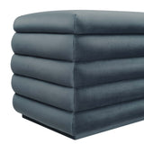 Shuttle Upholstered Performance Velvet Storage Bench in Cadet Blue