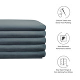Shuttle Upholstered Performance Velvet Storage Bench in Cadet Blue