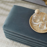 Shuttle Upholstered Performance Velvet Storage Bench in Cadet Blue