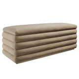 Shuttle Upholstered Performance Velvet Storage Bench in Taupe