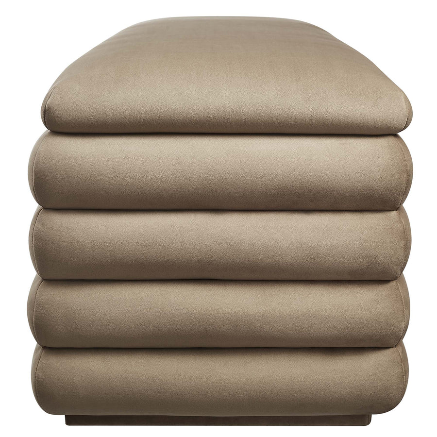 Shuttle Upholstered Performance Velvet Storage Bench in Taupe
