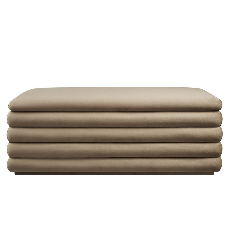 Shuttle Upholstered Performance Velvet Storage Bench in Taupe