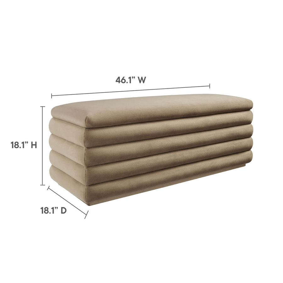 Shuttle Upholstered Performance Velvet Storage Bench in Taupe