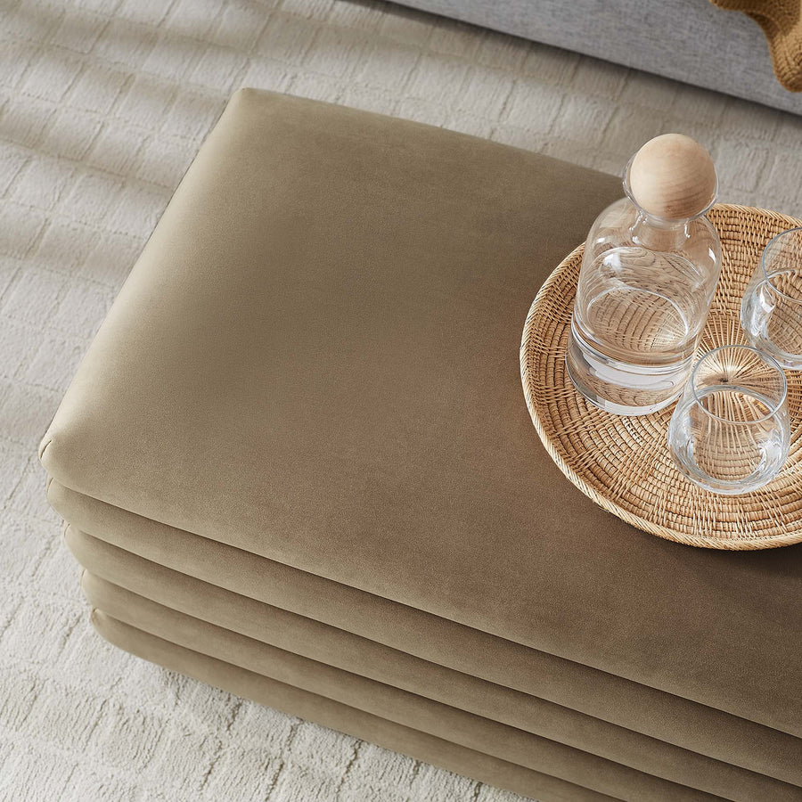 Shuttle Upholstered Performance Velvet Storage Bench in Taupe