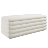 Shuttle Boucle Upholstered Storage Bench in Cloud