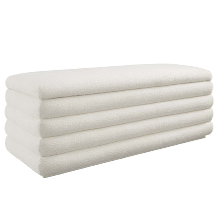 Mezzo Boucle Upholstered Storage Bench in Cloud