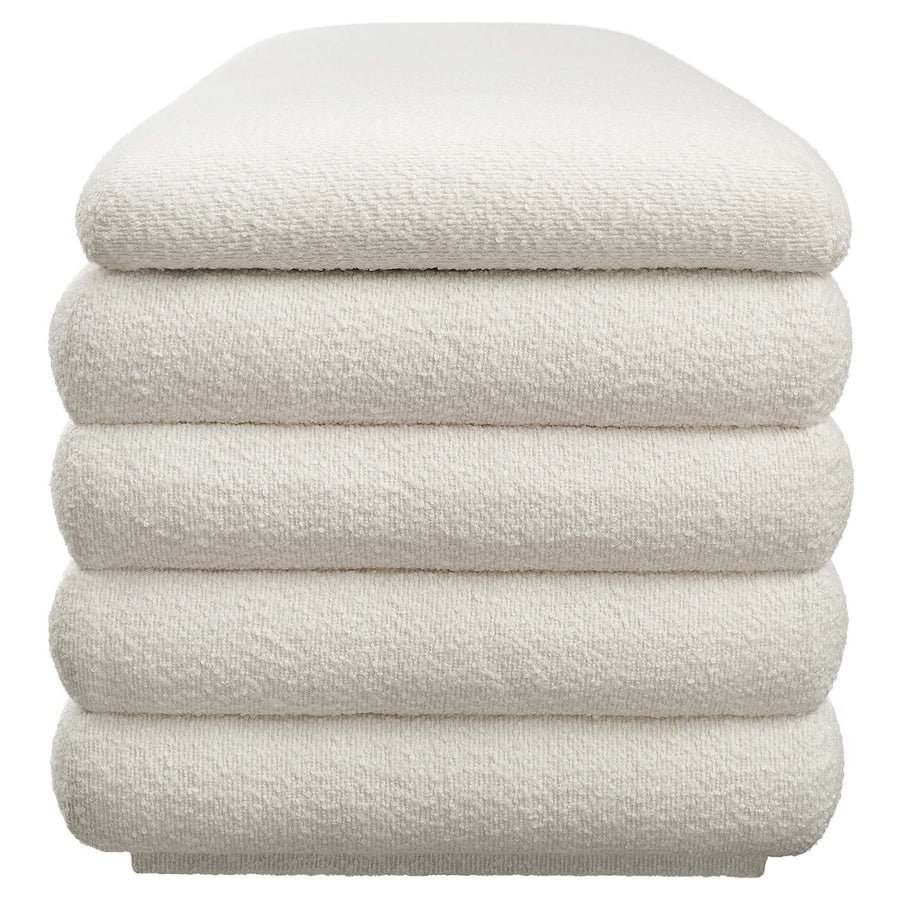 Shuttle Boucle Upholstered Storage Bench in Cloud