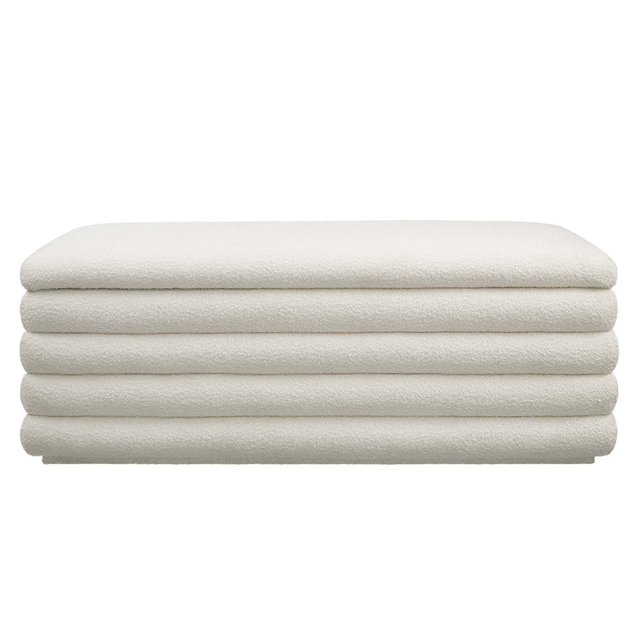 Shuttle Boucle Upholstered Storage Bench in Cloud