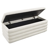 Shuttle Boucle Upholstered Storage Bench in Cloud