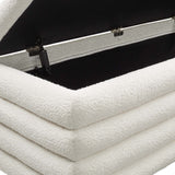 Shuttle Boucle Upholstered Storage Bench in Cloud