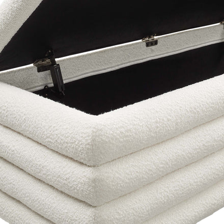 Mezzo Boucle Upholstered Storage Bench in Cloud