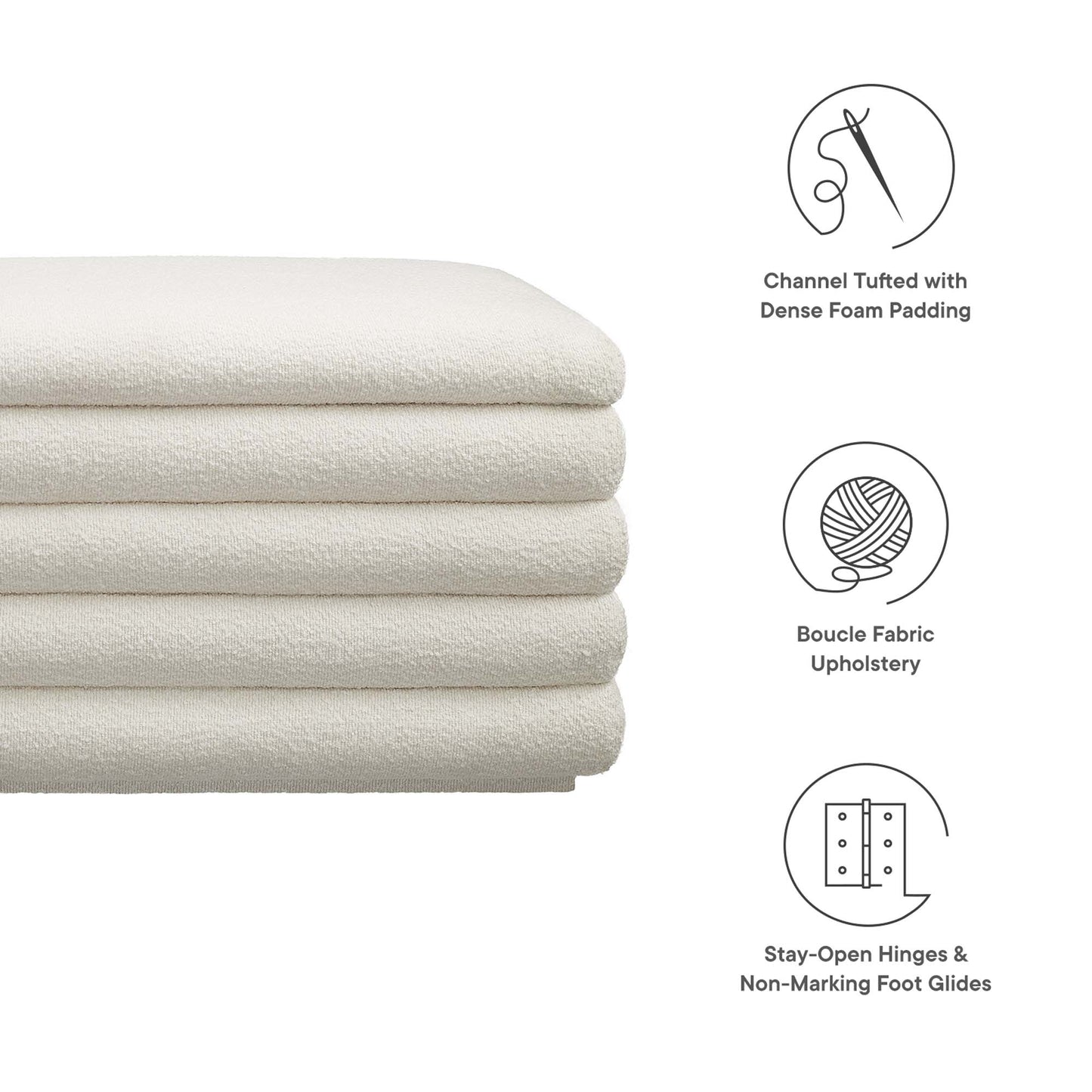 Mezzo Boucle Upholstered Storage Bench by Furniture For America