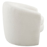 Rhea Upholstered Boucle Fabric Curved Back Armchair in Cloud