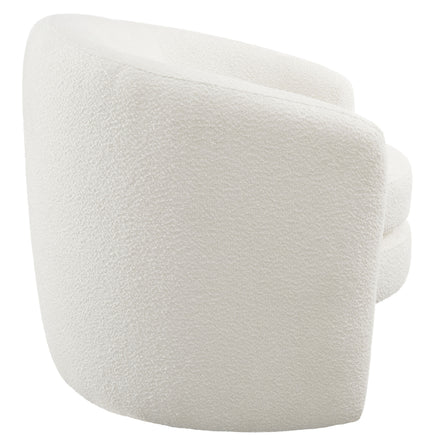 Affinity Upholstered Boucle Fabric Curved Back Armchair in Cloud