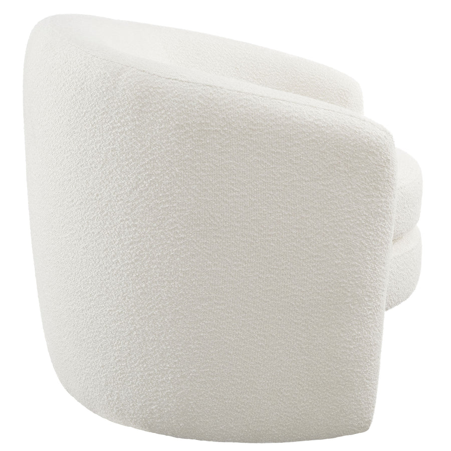 Rhea Upholstered Boucle Fabric Curved Back Armchair in Cloud
