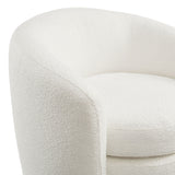 Rhea Upholstered Boucle Fabric Curved Back Armchair in Cloud