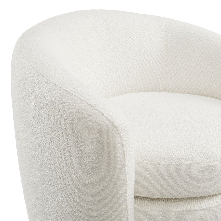 Rhea Upholstered Boucle Fabric Curved Back Armchair in Cloud
