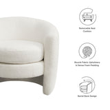 Rhea Upholstered Boucle Fabric Curved Back Armchair in Cloud
