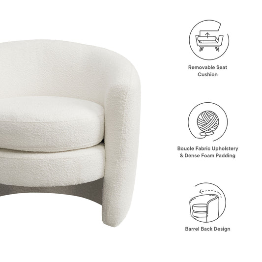 Affinity Upholstered Boucle Fabric Curved Back Armchair by Furniture For America