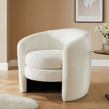 Rhea Upholstered Boucle Fabric Curved Back Armchair in Cloud