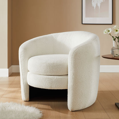 Affinity Upholstered Boucle Fabric Curved Back Armchair by Furniture For America