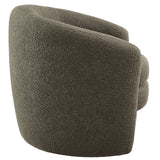 Rhea Upholstered Boucle Fabric Curved Back Armchair in Pebble