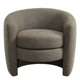 Rhea Upholstered Boucle Fabric Curved Back Armchair in Pebble