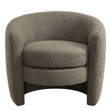 Affinity Upholstered Boucle Fabric Curved Back Armchair in Pebble