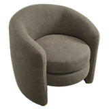 Rhea Upholstered Boucle Fabric Curved Back Armchair in Pebble