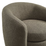 Rhea Upholstered Boucle Fabric Curved Back Armchair in Pebble