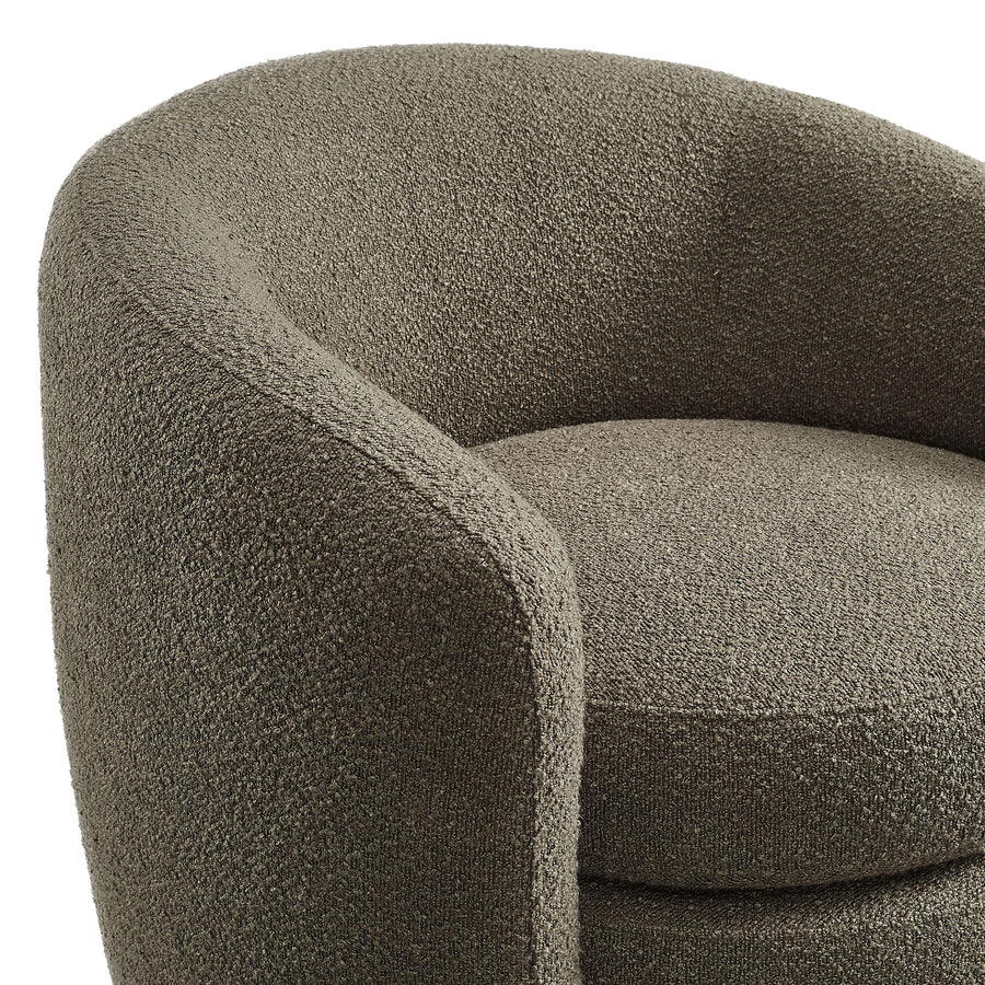 Rhea Upholstered Boucle Fabric Curved Back Armchair in Pebble