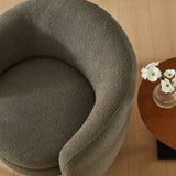 Rhea Upholstered Boucle Fabric Curved Back Armchair in Pebble