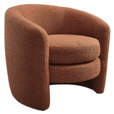 Rhea Upholstered Boucle Fabric Curved Back Armchair in Rust