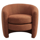 Rhea Upholstered Boucle Fabric Curved Back Armchair in Rust