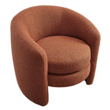 Rhea Upholstered Boucle Fabric Curved Back Armchair in Rust