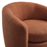 Rhea Upholstered Boucle Fabric Curved Back Armchair in Rust