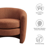 Rhea Upholstered Boucle Fabric Curved Back Armchair in Rust