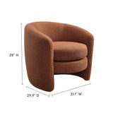 Rhea Upholstered Boucle Fabric Curved Back Armchair in Rust