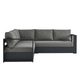 Aspen 3-Piece Outdoor Patio Powder-Coated Aluminum Sectional Sofa Set in Gray Charcoal