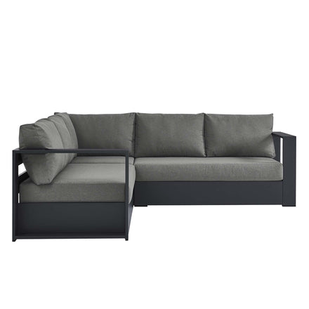 Tahoe 3-Piece Outdoor Patio Powder-Coated Aluminum Sectional Sofa Set in Gray Charcoal